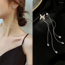 Dangle Earrings Korean Fashion Jewelry長い非対称の弓タッセルは、女性にとって絶妙で素敵な甘いものです。