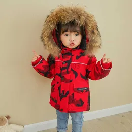 Down Coat -30 Degrees New Children's Winter Clothing Camouflage Tjock Down Jacket For Little Boys Warm Red Down Coat For Little Girls 2-8t HKD230727