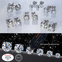 Stud IOGOU 3mm/4mm/5mm/6.5mm/8mm/9mm/10mm/11mm D VVS1 Orecchini in argento 925 Orecchini a quattro artigli per le donne Fine Jewelry 230724