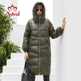 Kobiet Down Parkas Astrid 2022 Nowa zimowa kurtka Down Women Długie z kapturem duże lapy moda ciepła parkas płaszcz wysokiej jakości żeńska odzież ZR-7570 HKD230725