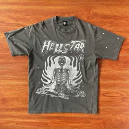 디자이너 패션 의류 힙합 티 Tshirts Hellstar Studios Rage Tee Skull Rapper Wath Water Grey Heavy Craft Male and Female T