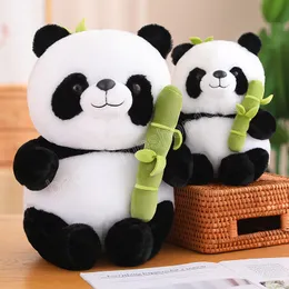 25/35 cm Piękne panda niedźwiedź pluszowe zabawki kawaii siedzące panda trzymające bambusowe lalki nadziewane miękkie dzieci na prezent urodzinowy poduszka