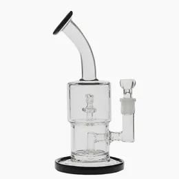 22,5 cm di altezza Double Micro Circ bong Narghilè con soffione percolatore in vetro oil rig pipa ad acqua per fumatori Dimensione giunto 14,4 mm