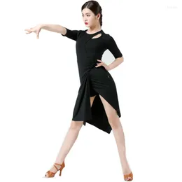 Spor Giyim Latin Dans Elbisesi Kadın Yarışması Yetişkin Balo Salonu Tango Cha Seksi Eğitim Uygulaması Dans Etek