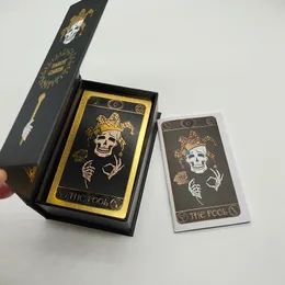 Attività di giochi all'aperto Super eccellente Scheletro Modello Deluxe Lamina d'oro Tarocchi PVC impermeabile Carte Deck Mistero Gioco da tavolo per regalo di Halloween 230724