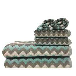 Zig Zag 6-Piece 100 Cotton Bath Towel Set, Spa Blue