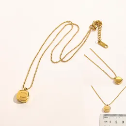 Tidlös 14K Gold Plated Luxury Brand Designer Pendant Halsband Rostfritt stål Dubbelbokstav Halsband Pendant Necklace Jewelry Accessories Gift