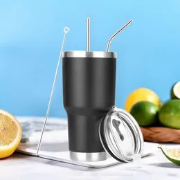 Tumblers 30oz من الفولاذ المقاوم للصدأ من الفولاذ المقاوم للصدأ الفولاذ المقاوم للصدأ مكسر معزول مع فرشاة تنظيف القش وغطاء للمشروبات الباردة 230725