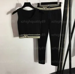 Kadın izleme tasarımcısı kadın kıyafetleri ropa de mujer tozlukları jogging takım elbise alfabesi bel tankı üstü esnek sıska dokuz dakikalık dip pantolonlar 55