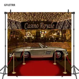 Material de fundo GFUITRR Casino Royal 007 Fundo da foto Tapete vermelho Carro dourado James Bond Fundo da foto Decoração de festa Adereços de banner x0724