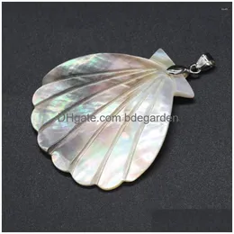 Pendant Necklaces Natural Mother-Of-Pearl Art Pendants Scallop Shape Shell For Trendy Jewelry Making Diy Necklace Earrings Crafts Drop Dhxda