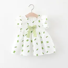 Casual Kleider Sommer Baby Mädchen Kleinkind Kleidung Mode Cartoon Print Kurzarm Bogen Prinzessin Kleid Kinder Nette Kleidung