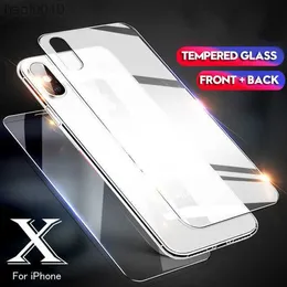 iPhone X 6 6S 7 8 Plus IPhone XS Max 리어 유리 L230619 용 전면 백 2pcs HD Clear Tempered Glass