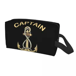 Náutica Captain Anchor Bolsa de Higiene para Mulheres Sailor Adventure Organizador de Maquiagem Cosmética Feminina Estojo para Kit Dopp Armazenamento de Beleza