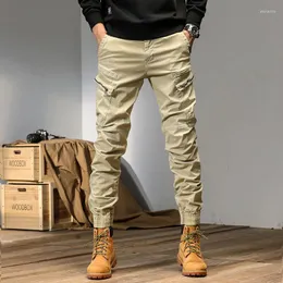 Herrbyxor 2023 joggar last män avslappnad hiphop multi-pocket manliga byxor Sweatpants streetwear Techwear Tactical Track Khaki