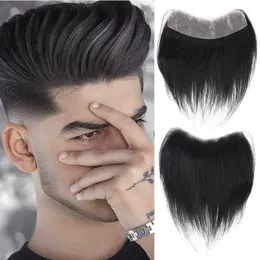 Bangs Syntetyczna linia włosów 100% ludzki kawałek dla mężczyzn v styl front toupe z cienką bazą skóry naturalną linię włosów 230724