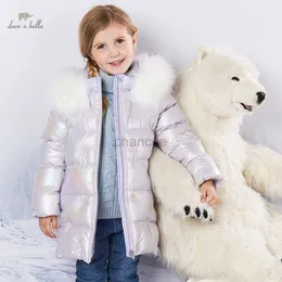 Women's Down Parkas DB19036-K Dave Bella Winter Baby Girls24M-13y Fashion Color Hooded Down Coat Children 90% White Duck Down Padded Kids Jacket HKD230725