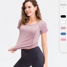 Aktive Shirts Aipbunny Slim Fit Yoga Shorts Ärmel Shirt Fitness Frauen Sport Tank Tops Athletic T Gym Lauf Kleidung WT02215