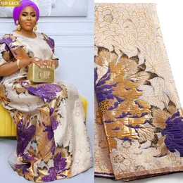 Tyg och sömnad SJD LACE African Lace Fabric Embroidery Gilding Brocade Tissue Senaste Design French Jacquard Mesh Lace Fabric For Wedding A2485 230724