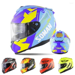 オートバイヘルメットフルフェイスカスコモトドット承認デュアルレンズモーターバイクストリートヘルメットバイザーカペセテレース