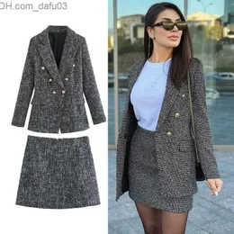 Two Piece Dress Two Piece Dress Blazer's Suit Jacket Fashion Chic Simple Office Women s Autumn Winter Slim Long Sleeve Coat Warm Kjol 230110 Z230725