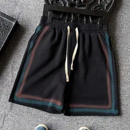 Men's Shorts Popular in 2023! High version Luo Yiwei counter new product rainbow stripe tie dyed long staple cotton versatile shorts!