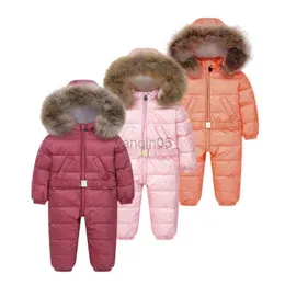 Płaszcz w dół -35 stopni rosyjskie zimowe płaszcze odzieży dla dzieci zimowe kombinezony dla dzieci kombinezon w dół + polar Grusten Water Proof Boys HKD230725