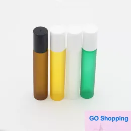 Großhandel 10 ml Mattglas-Parfümflasche Roll-on-Flaschen Bernstein für Düfte Ätherisches Öl Edelstahl Roller Ball Classic