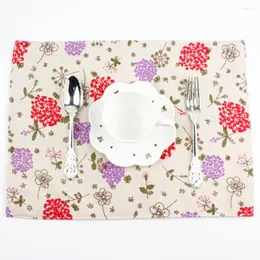 Guardanapo de mesa 30x40cm jogo americano de flores jogo americano de linho de algodão moderno tapete com isolamento térmico guardanapos de tecido para jantar 2 cores