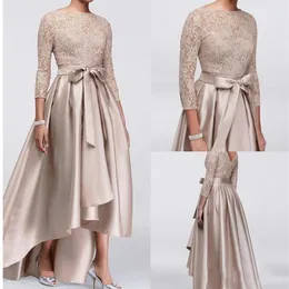 Champagne Champagne A-Line Low Low Low Low of the Bride Dresses Entercisted Lace Top Long Sleeves Dresses Evening Wear Wedding Wedding Guest290Q