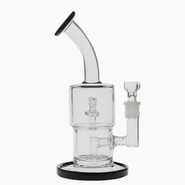 22.5cm tall Double Micro Circ bong Hookahs with headshower percolator glass oil rig smoking water pipe Joint size 14.4mm