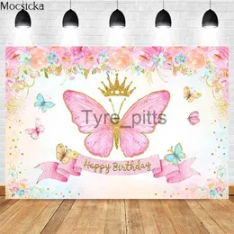 Background Material Golden Crown Butterfly Background Princess Birthday Party Decoration Cake Crushing Photo Background Studio Photo Prop x0724