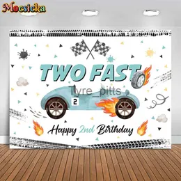 Materiale di sfondo Mocsicka Two Fast Birthday Background Racing Theme Boy's Second Birthday Party Photo Background Decoration Photo Studio Photo Prop x0724