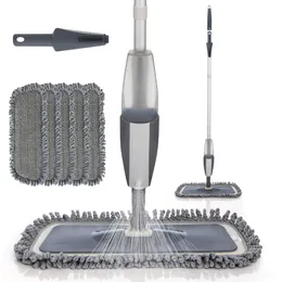 MOPS Magic Spray Mop trägolv med återanvändbara mikrofiberkuddar 360 grader Hand Hem Windows Kitchen Mop Sweeper Broom Clean Tools 230724