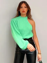 Женские свитера Женские Женские с длинным рукавом 2023 модный асимметричный сексуальный один плечевой свитер