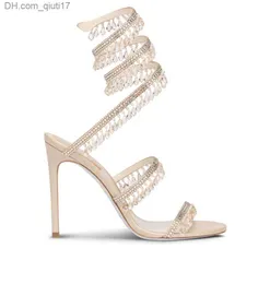Sandals Sandals R Caovilla wedding dress sandal women high heels shoes Romantic lady CHANDELIER nude Stiletto jewelry sandalies ankle strap Z230727