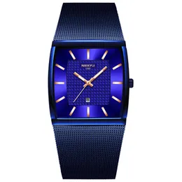 NIBOSI, relojes para hombre, marca superior de lujo, reloj de cuarzo cuadrado azul, reloj de pulsera dorado resistente al agua para hombre, reloj Masculino, nuevo styl3489