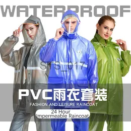 Raincoats Vuxen Rain Coat Pants Split Set Women Män PVC Lätt vattentät motorcykel Regnrock Huven Impermeable Rainwear For Outdoor X0724