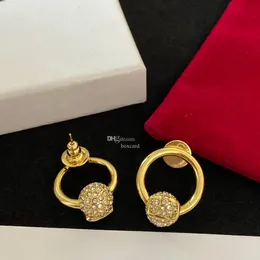 Vintage Hoop Küpe Modaya Mektup Yuvarlak Küpeler Elmas Teraz Kemir Top Kolye Çıtçıtları Rhinestone Eardrops Tasarımcısı Kristal Dangler