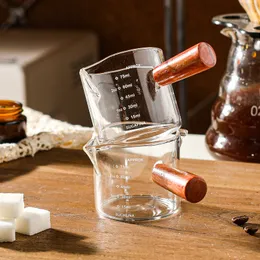 Bicchieri Coffee Tools Misurino per l'estrazione del caffè Bicchiere da latte in vetro manico in legno