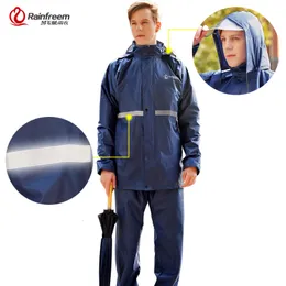 Raincoats RainFreem Raincoat Suit ogenomträngliga kvinnliga huva Motorcykel Poncho S-6XL Vandring Fiske Rain Gear 230724