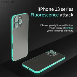 Fullt omslag Clear Fluorescerande telefon Sidfilm för iPhone 14 Plus 13 12 Pro Max Mini Frame Protector Border Edge Protection Screen L230619