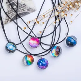 Galaxy Crystal Ball Par Necklace Universe Dream Star Pendant Party Jewelry Lämplig för Woman Girl Vintage Gift