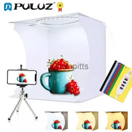 Flash Diffusers Puluz Photo Studio Box Portable Photo Lightbox Ring LED Photography Shooting Tent Box Kit With 6 Colors Backdrops Studio Softbox x0724 x0724