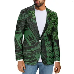 Men's Suits Polynesian Tribal Samoan Totem Tattoo Samoa Prints Casual Stylish V-Neck Jacket Style Costume Homme Elegant Slim Suit Coat