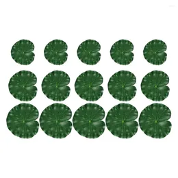 Fiori decorativi 15 pezzi Foglie artificiali verdi Simulato Foglia di loto Fontana Galleggiante Decorazioni per laghetti Plastica