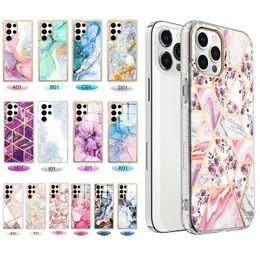 Şok geçirmez yumuşak TPU tampon akrilik mermer telefon kasası İPhone 15 14 13 11 Pro Max 11 Pro XR XS MAX 7 8 Plus Samsung A53 A34 A54 S21 FE S21 S22 S23 Ultra 2.0mm Kalınlık