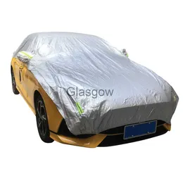 Bilsolskade förtjockar bomullsfodret Halv Top Car Cover Universal Fit For Saloon Wagon Estate Auto Waterproof All Weather Protection Outdoor X0725