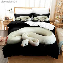 Conjunto de cama de cobra Conjunto de capa de edredom 3D Impressão digital Roupa de cama Conjunto de cama queen size Design de moda L230704