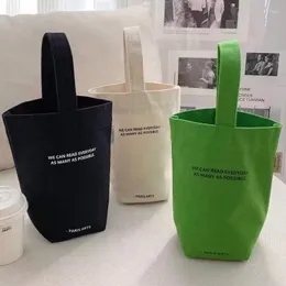 Bolsas de almacenamiento 2023 Estilo minimalista Mini bolsa de lona portátil Almuerzo